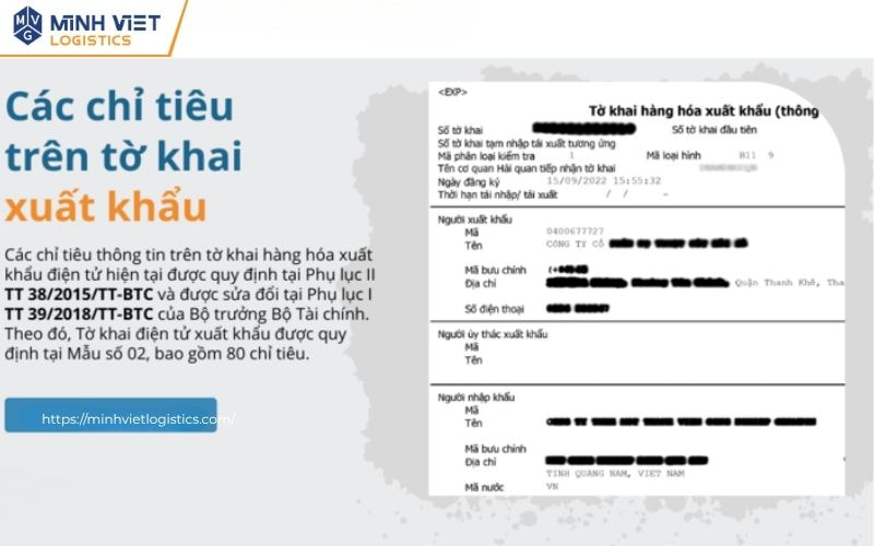 Tờ khai hải quan xuất khẩu được khai theo đúng loại hình và thông tin của giao dịch
